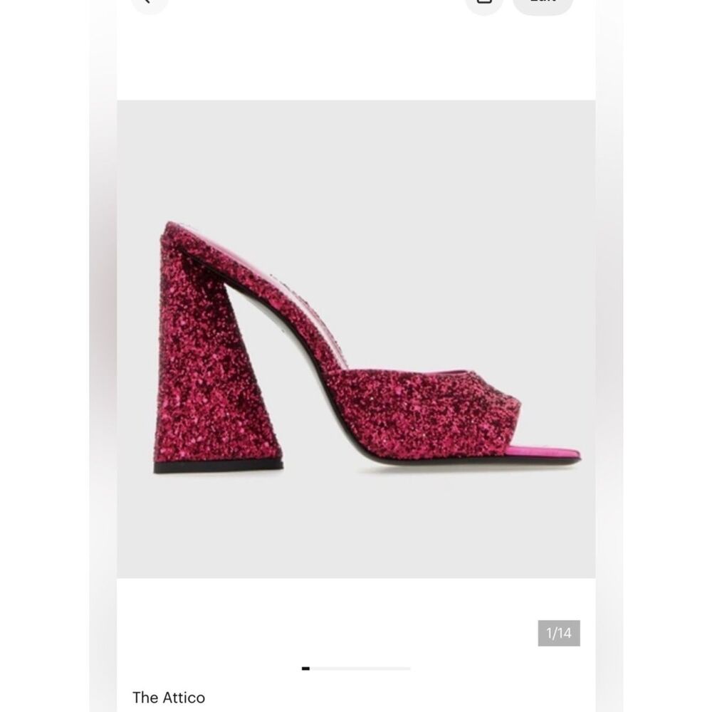THE ATTICO Devon Glitters High-Heeled Mules  Fushia Size 40/ US 10